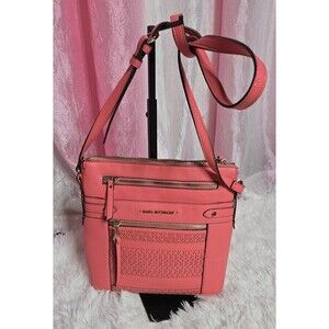 Dana Buchman Pink Adjustable Strap Laser Cut Detailing Crossbody Purse 11x10x3